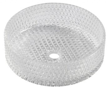 SAPHO - MARAGUA gravírované sklenené umývadlo na dosku priemer 39,5cm, číre sklo TY214CL