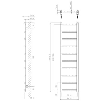 SAPHO - METRO LIGHT vykurovacie teleso 300x1140 čierna mat IR444TB