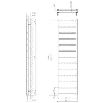 SAPHO - METRO LIGHT vykurovacie teleso 400x1500 čierna mat IR447TB