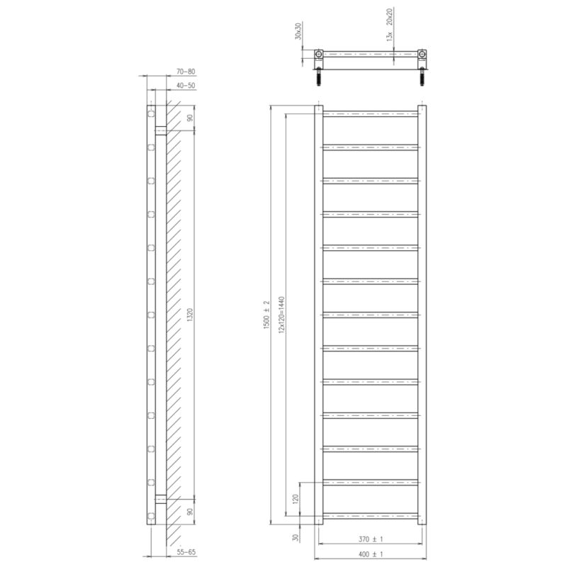 SAPHO - METRO LIGHT vykurovacie teleso 400x1500 čierna mat IR447TB SAPHO - METRO LIGHT vykurovacie teleso 400x1500 čierna mat IR447TB