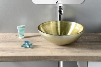 SAPHO - MURANO SOFT BROWN sklenené umývadlo na dosku, priemer 40cm, béžovozlatá AL5318-67