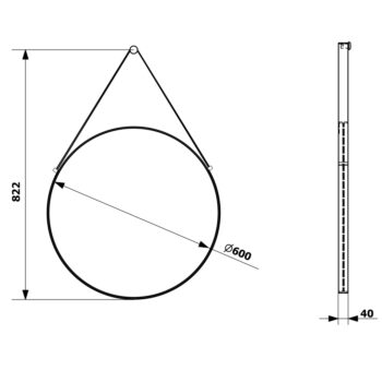 SAPHO - ORBITER zrkadlo guľaté s popruhom, ø 60cm, zlatá mat ORT060G
