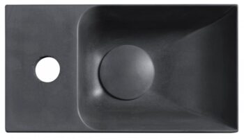 SAPHO - PICCOLINO betónové umývadlo 30,8x17cm, batéria vľavo, antracit mat PK30016