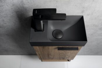 SAPHO - PICCOLINO betónové umývadlo 30,8x17cm, batéria vľavo, antracit mat PK30016