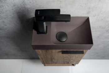 SAPHO - PICCOLINO betónové umývadlo 30,8x17cm, batéria vľavo, tmavo hnedá mat PK30015