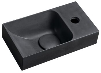 SAPHO - PICCOLINO betónové umývadlo 30,8x17cm, batéria vpravo, antracit mat PK30516