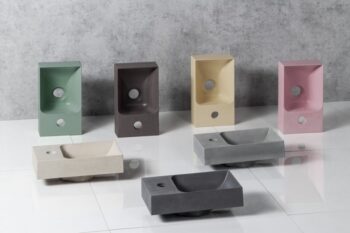 SAPHO - PICCOLINO betónové umývadlo 30,8x17cm, batéria vpravo, antracit mat PK30516