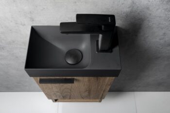 SAPHO - PICCOLINO betónové umývadlo 30,8x17cm, batéria vpravo, antracit mat PK30516