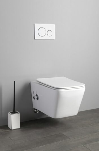 SAPHO - PORTO CLEANWASH závesná WC misa Rimless, integrovaná batéria a bidetová spŕška 36x52cm, biela PZ102RX