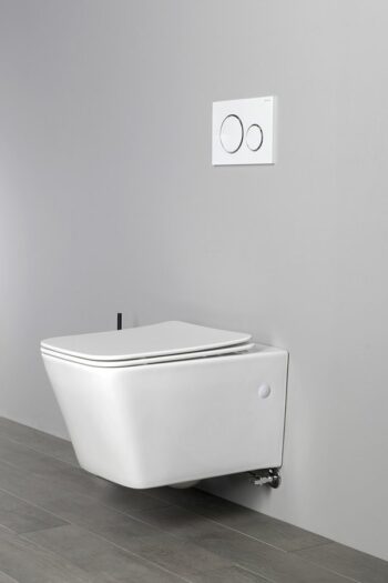 SAPHO - PORTO CLEANWASH závesná WC misa Rimless, integrovaná batéria a bidetová spŕška 36x52cm, biela PZ102RX