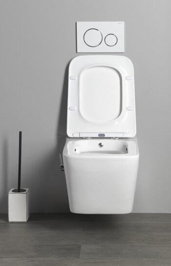 SAPHO - PORTO CLEANWASH závesná WC misa Rimless, integrovaná batéria a bidetová spŕška 36x52cm, biela PZ102RX