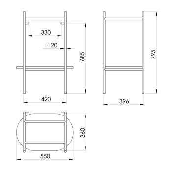 SAPHO - PUNO podstavec pod umývadlo 550x795x396, čierna SKA590-2