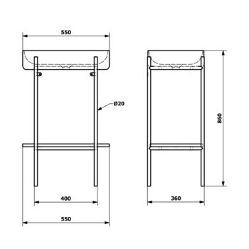SAPHO - PUNO podstavec s umývadlom 550x860x360, zlato mat SKA570-5-01