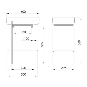 SAPHO - PUNO podstavec s umývadlom 600x860x396, zlato mat SKA590-5-01