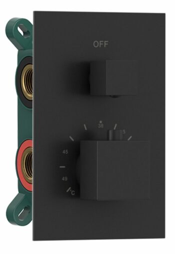 SAPHO - Podomietková sprchová termostatická batéria, box, 2 výstupy, čierna mat 1102-32B