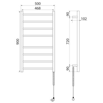 SAPHO - REDONDO elektrický sušiak uterákov, guľatý, 500x900 75 W, leštená nerez ER220V