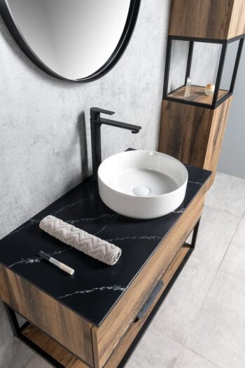 SAPHO - SKARA umývadlová skrinka 100x50x45cm, čierna mat/dub collingwood CG009-1919
