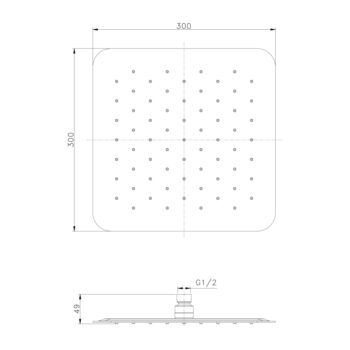 SAPHO - SLIM hlavová sprcha, 300x300m, zlato mat SL101GB