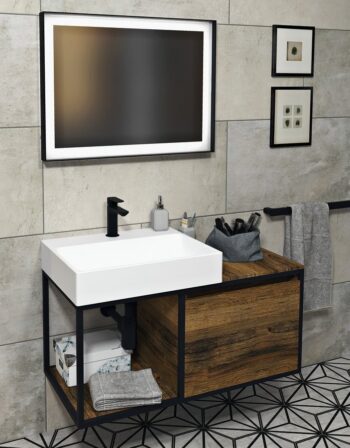 SAPHO - SORT zrkadlo s LED osvetlením 120x70cm, čierna mat ST120