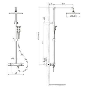 SAPHO - Sprchový stĺp s termostatickou batériou, čierna mat KJ639