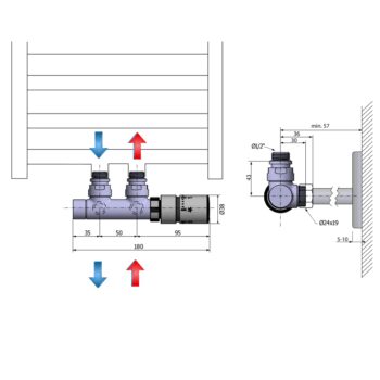 SAPHO - TWIN termostatická pripojovacia súprava ventilu pre stredové pripojenie, pravá, chróm CP3010