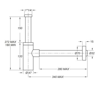 SAPHO - Umývadlový sifón 5/4", odpad 32, guľatý, zlato SI517