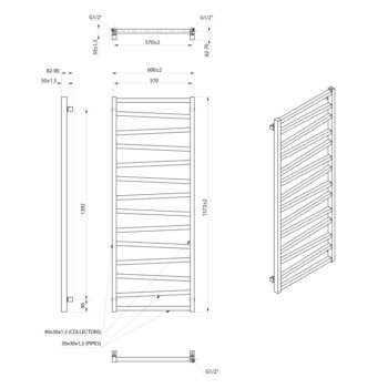 SAPHO - ZIG vykurovacie teleso 600x1572 čierna mat ZG616B