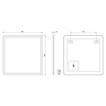 SAPHO - Zrkadlo NYX s LED osvetlením 80x80cm NY080
