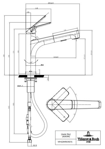 VILLEROY & BOCH VILLEROY & BOCH - Drezová batéria Villeroy & Boch Junis Sky Shower, 928200LC, nerez 928200LC