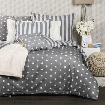 4Home Bavlnené obliečky Stars sivá, 140 x 220 cm, 70 x 90 cm