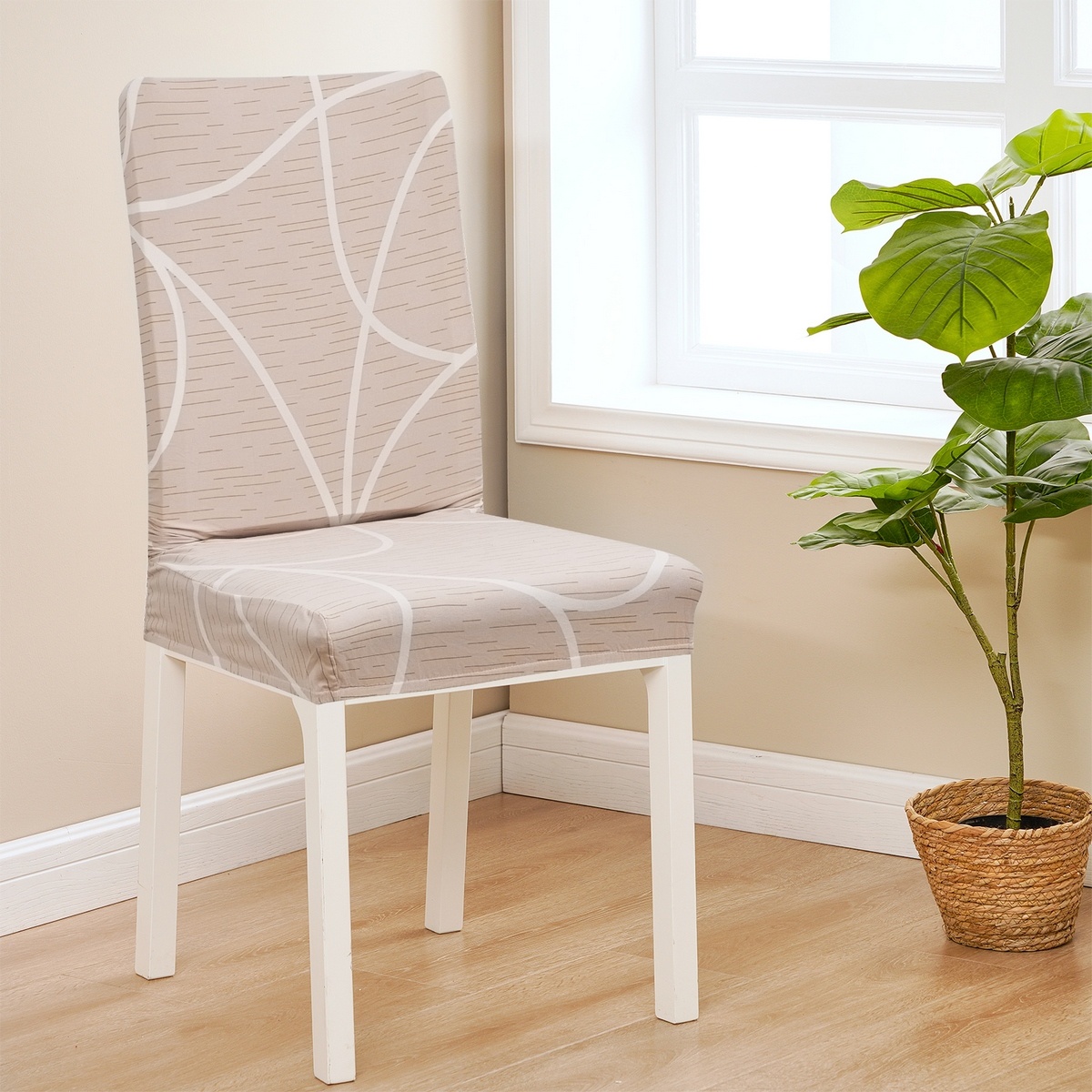 4Home Napínací poťah na stoličku Abstract béžová, 45-50 cm, súprava 2 ks 4Home Napínací poťah na stoličku Abstract béžová, 45-50 cm, súprava 2 ks