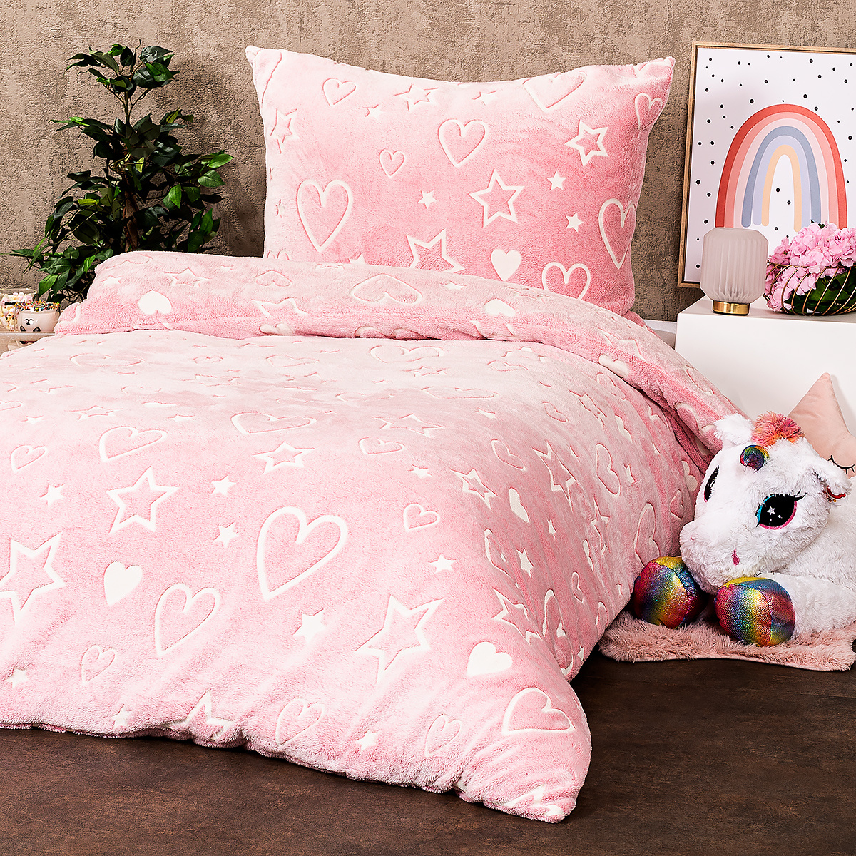 4Home Svietiace obliečky mikroflanel Heart, 140 x 200 cm, 70 x 90 cm 4Home Svietiace obliečky mikroflanel Heart, 140 x 200 cm, 70 x 90 cm