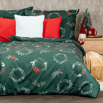 4Home Vianočné bavlnené obliečky Poinsettia, 140 x 220 cm, 70 x 90 cm