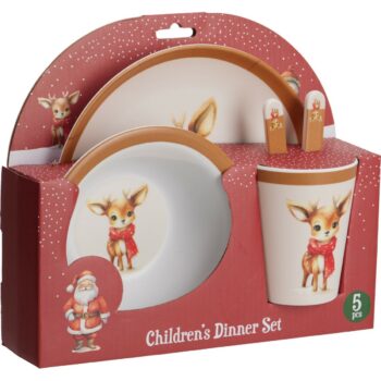 5-dielna detská jedálenská súprava z melamínu Sobík