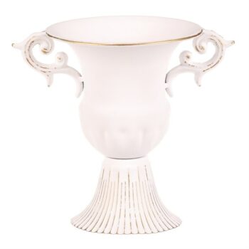 Aranžovací kovový pohár s úchytmi, biela, 17 x 13 x 17 cm