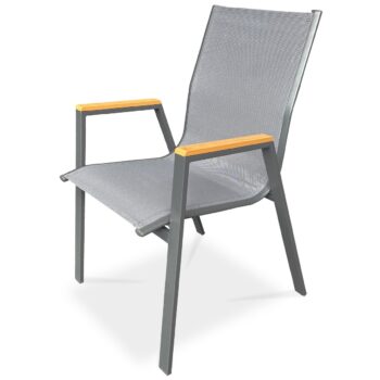 Autronic Záhradná stolička, kov, textil, sivá, AZC-S1050 GREY
