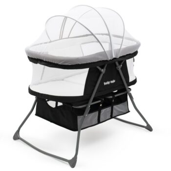 Baby Mix Detská skladacie kolíska Dreamy Nestčierna, 92 x 70 x 76 cm