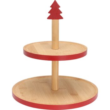 Bambusový etažér na cukroví 2 poschodia, červená