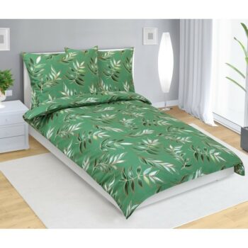 Bavlnená obliečka List zelená, 140 x 200 cm, 70 x90 cm