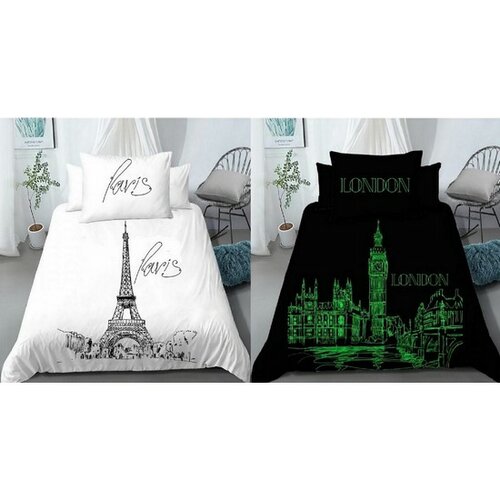 Bavlnené obliečky Deň v Paríži, noc v Londýne, 140 x 200 cm, 70 x 90 cm Bavlnené obliečky Deň v Paríži, noc v Londýne, 140 x 200 cm, 70 x 90 cm