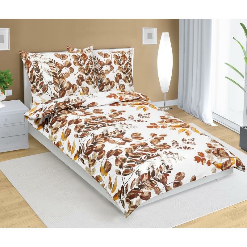 Bellatex Bavlnené obliečky Lupení hnedá, 140 x 220cm, 70 x 90 cm, 140 x 220 cm, 70 x 90 cm Bellatex Bavlnené obliečky Lupení hnedá, 140 x 220cm, 70 x 90 cm, 140 x 220 cm, 70 x 90 cm