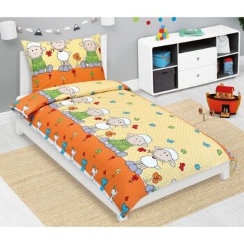 Bellatex Detské krepové obliečky Ovečka žltá, 140 x 200, 70 x 90 cm