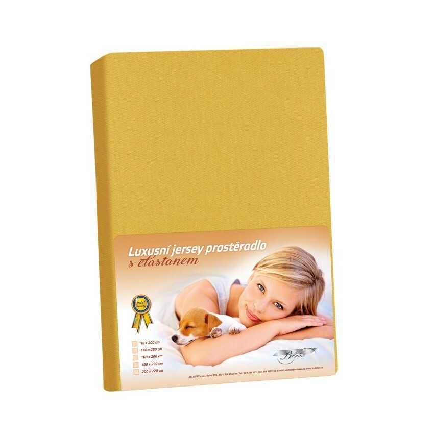 Bellatex Jersey prestieradlo s elastanom horčicová, 200 x 220 cm Bellatex Jersey prestieradlo s elastanom horčicová, 200 x 220 cm