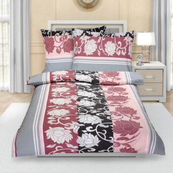 Bellatex Krepové obliečky Pivonka sivo-ružová, 140 x 200 cm, 70 x 90 cm, 140 x 200 cm, 70 x 90 cm