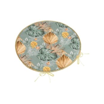 Bellatex Sedák Adela okrúhly hladký Monstera ruža žltá, 40 x 40 cm