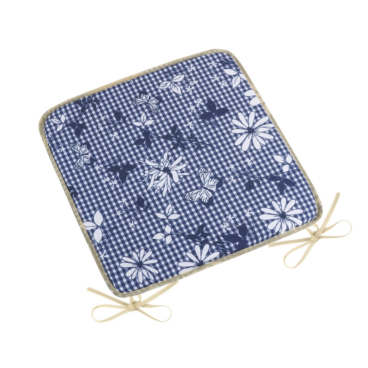 Bellatex Sedák DITA hladký Kocka s kvetom modrá, 40 x 40 cm Bellatex Sedák DITA hladký Kocka s kvetom modrá, 40 x 40 cm