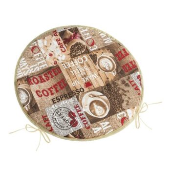 Bellatex Sedák EMA okrúhly hladký Káva hnedá, červená, priemer 40 cm