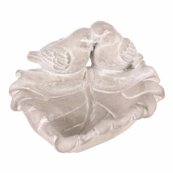 Betónové napájadlo pre vtáčiky List, sivá, 21 x 17 x 9 cm