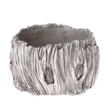 Betónový kvetináč dekor Kôra stromu, sivá, 17 x 10 cm,