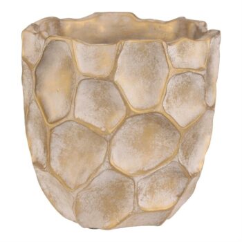 Betónový obal na kvety Plástev, veľ. M, š. 21 cm, béžovo-zlatá